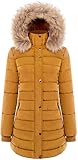 BodiLove Women's Winter Quilted Puffer Long Coat Jacket Plus Size with Removable Faux Fur Hood and Zipper