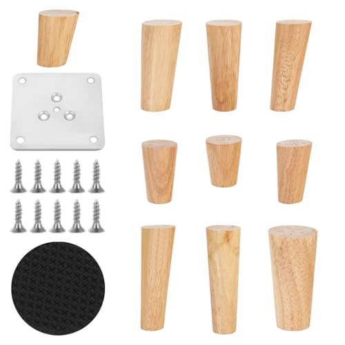 Patas de madera maciza con acabado natural y base resistente para gabinetes 3