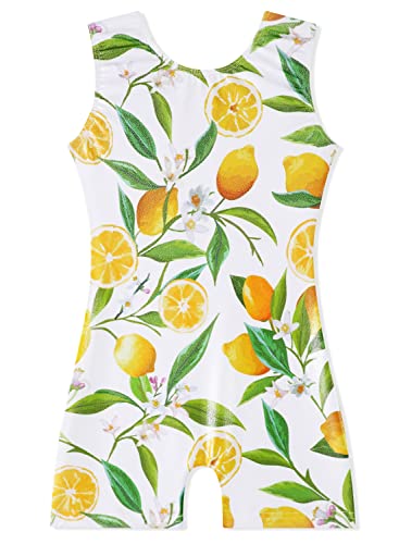EQSJIU Gymnastic Leotards For Girls Yellow Lemon White Spring Dance Leotards For Girls Dance Wear For Age 4t 5t 4-5t Biketards Clothes