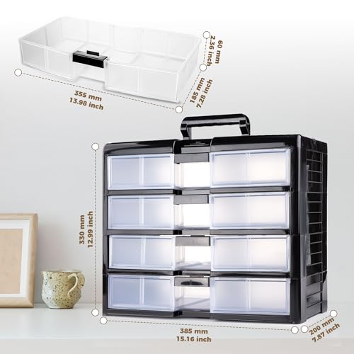 Image of Screw Organizer Small Parts Cabinet Chest, 16-Drawer Hardware Electronics Nuts Bolts Storage Drawers Organization Toolbox Garage Craft Teacher Beads Scrapbook Art Hobby (Black)