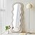 Dewfig Full Length Mirror, 63" x 24"Irregular Wavy Mirror, Large Floor Length Mirror Wall Mounted, Standing Wavy Mirror with Flannel Wrapped Wooden Frame for Bedroom/Living Room, White