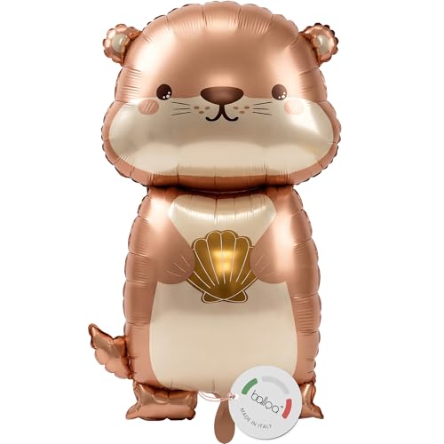 balloa Folienballon XXL Seeotter Tiermotiv Helium Ballon Kindergeburtstag Deko Luftballon Meerestiere Motiv Party Unterwasser Feier Geschenk zum Geburtstag für Jungen Mädchen Otterballon 68cm