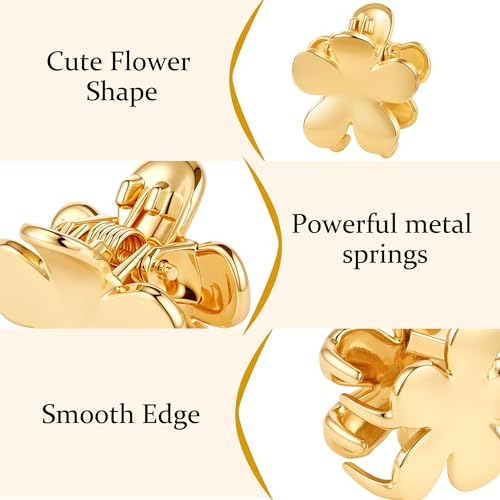 16 pinzas pequeñas de metal para cabello, flores doradas miniatura 7