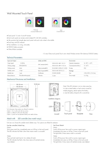 Atenuador LED de pared con pantalla táctil 2.4G para regular tiras RGBW 7