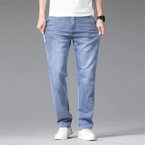 Mens Jeans Summer Thin Stretch Baggy Pants Elastic Waist Straight Denim Trousers Classic Fashion Wear2