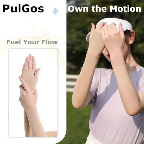 Image of PulGos Combo - UV Protection Arm Sleeves for Men & Women with Thumb Hole | UPF 50 Sun Protection Sleeves for Cricket, Cycling, Running & Bike Riding | Breathable & Cooling Fabric for All-Day Comfort