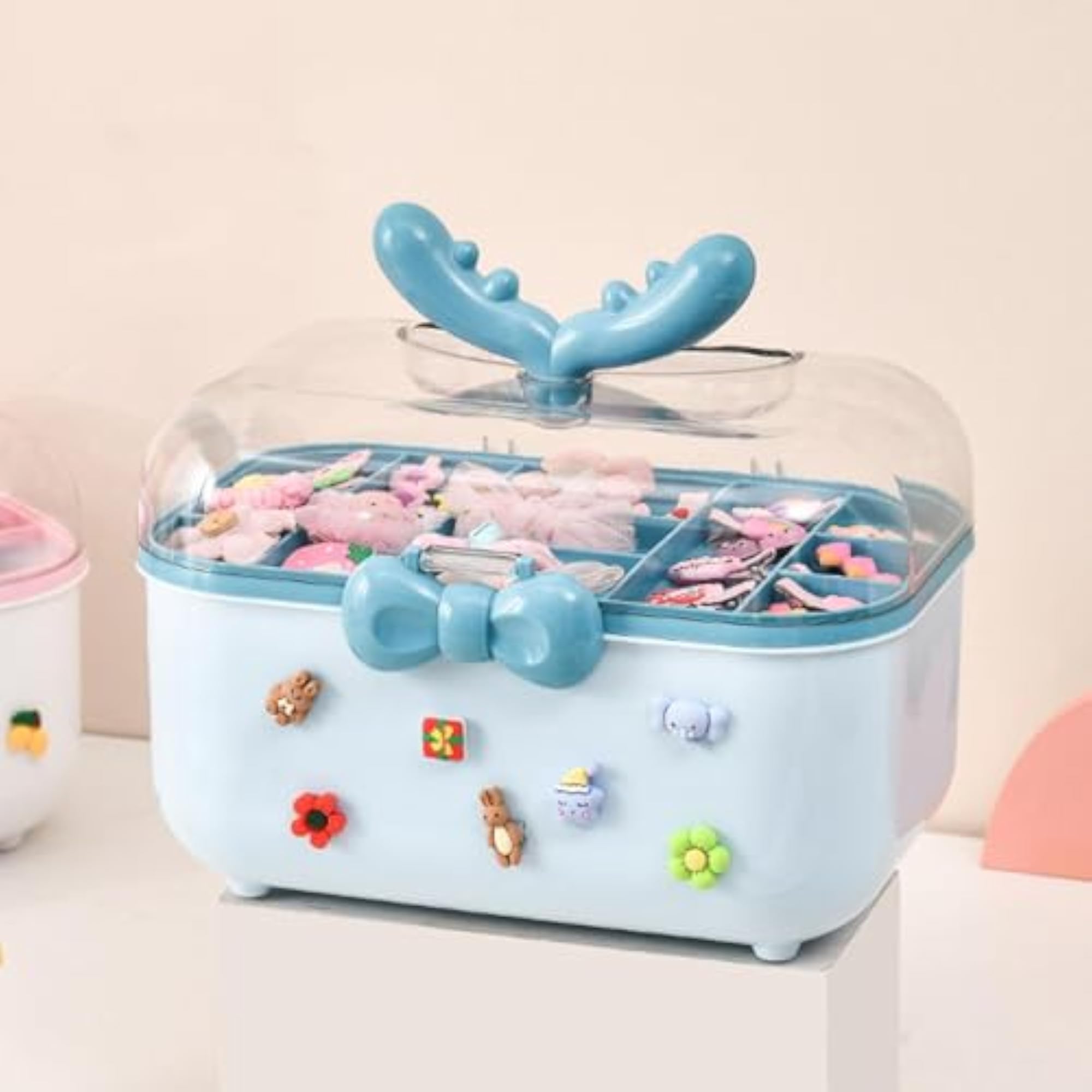 Hair Accessories Storage Box for Headbands & Clips, Blue