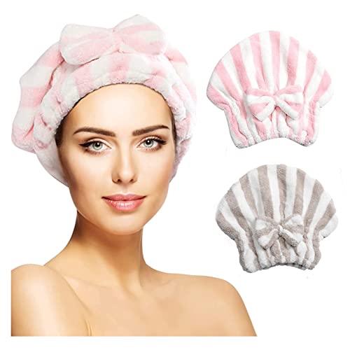 Paquete Microfibra para Turbante Microfibra de 2 Piezas, Toallas Turbante de Secado Rápido, Pañuelo Suave para Todas Las Mujeres y Todos los Tipos de Cabello, para Secar el Cabello Rizado, Húmedo,