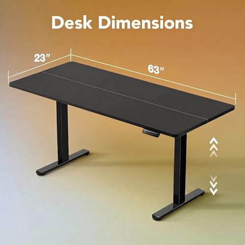 Image of HUANUO 63 x 24 inch Electric Standing Desk Adjustable Height, 4 Memory Height Settings, Sit Stand Up Desk for Home Office & Computer Workstation, Black