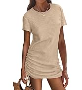 ANRABESS Womens Summer Swimsuit Bikini Cover ups Mini Dresses Short Sleeve Beach Drawstring Croch...