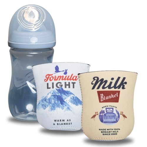 Image of Brew Pants American Beer Themed Coozies for Baby Bottles - Funny Gift for New Parents & Baby Showers - (2 Premium Designed Neoprene Coozies + BPA/Lead/Phthalate Free Bottle Included) (Design 3)