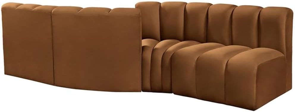 BOWERY HILL Contemporary Modular Sectional Sofa, 108" W x 47" D x 30" H, Soft Saddle Velvet Upholstery, Deep Channel Tufting, Versatile Living Room Seating, Attachment Latch for Configurations