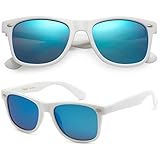 POLARSPEX POLARIZED UNISEX 80'S RETRO CLASSIC TRENDY STYLISH SUNGLASSES, Gloss White | Ice Blue, One Size