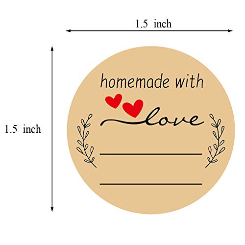 Salemar Homemade With Love Stickers 500Pcs, 1.5 Inch Brown Kraft Label Stickers For Canning Bottles, Storage Bins, Food, Jars, Gift Tags, Homemade Products, Price Tags #TOP2