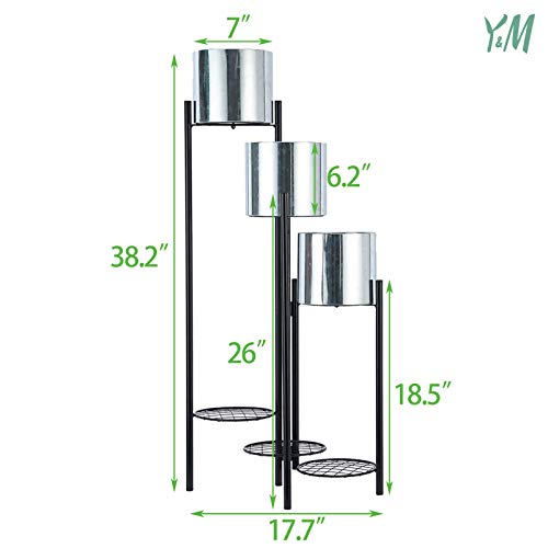 6 Tier 6 Potted Metal Plant Stand, Indoor Outdoor Plant Stand Foldable Standing Flower Pot Stands for Patio Garden, Living Room, Corner, Bedroom, Decorative Display Plant Stands for Multiple Plants
