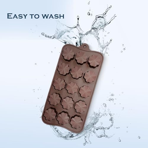 Image of HS Flower Shape Silicone Mould, Non-Stick Food Grade Silicone Mould for Chocolate, Candy, Jelly & Ice Cube (Brown)