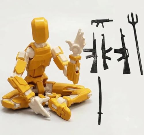Image of (Do it Yourself) Action Figure Toys,DIY Assembly Dummy 13 Action Figures,Articulated Joints Robot,Gift Idea for Teens & Adults for 14+ (Yellow Armor White, Yellow Armor White)