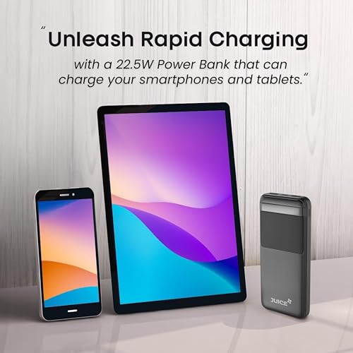 Image of JUICE OJP1003 Portable Charger | Slimmest 10000mAh 5V /3A Power Bank | Input Type-C, USB Output High-Speed Charging Wireless Power Bank | External Phone Power Bank Compatible with iPhone (Black)