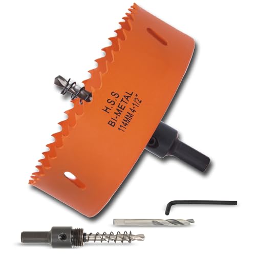 VIKITON 4-1/2 inch Hole Saw for Wood Metal Plastic & Drywall with Arbor