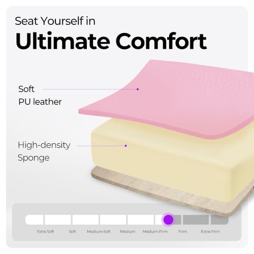Image of N-GEN GAMING Gaming Chair with Footrest, Lumbar, High-Back, Pink White | Reclining Backrest, Linkage Armrests, Durable PU Leather, Adjustable Comfort for Extended Computer, Desk, or Home Office Use