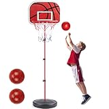 バスケットゴール 子供用 高さ120-180cm調節可能 自立式 バスケットボール2個とエアポンプ1個、扳手付き 屋内・屋外使用可 組み立て簡単 ギフトにも最適