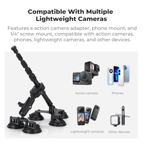 Image of K&F CONCEPT Suction Cup Car Mount Compatible with Insta360 X5 X4 Max