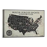 メジャーリーグ 地図 ポスター (3) 印刷 壁アート 油彩画 モダン 誕生日ギフト すぐに掛けられます16x24inch(40x60cm)
