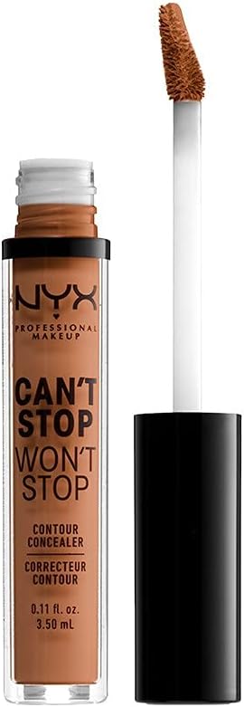 NYX Professional Full Coverage Concealer, 24 Hour Longevity, Can't Stop Won't Stop Contour Makeup Concealer, Matte Finish, Shine Control, Long Lasting, Vegan Formula, Shade: Mahogany