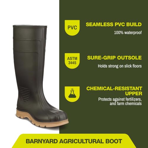 Heartland Barnyard 15” Agricultural Waterproof Work Boots for Men and Women - Lightweight PVC Boots with Comfort Footbed & Self-Cleaning Traction Outsole3