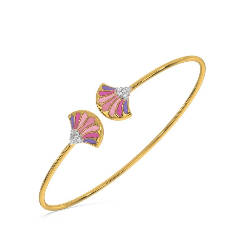 Image of Kisna 14 KT Fanfaire Yellow Gold Diamond Bangle For Women