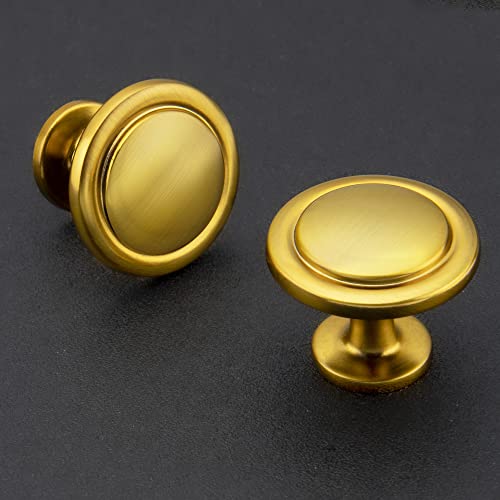 Image of Ravinte 1 Pack 1-1 /4 inch Kitchen Cabinet Knobs Brushed Brass Zinc Pulls Door Handles for Dresser Drawers
