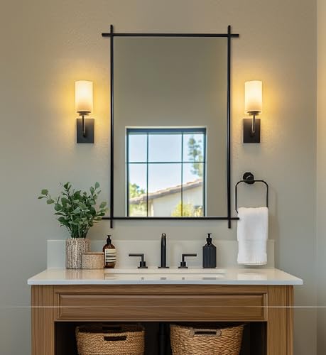 ANDY STAR Espejo de pared de 24 x 36 pulgadas para baño, marco de metal, espejo de tocador de baño montado en la pared horizontal/verticalmente para baño, sala de estar, decoración del hogar. Juego de