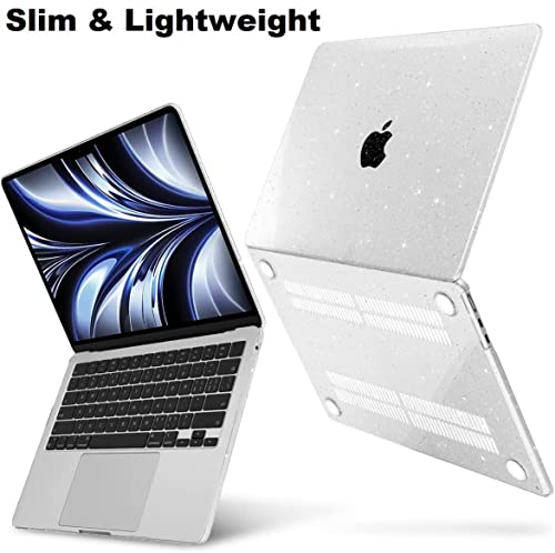 Image of Midkart Case Compatible with MacBook Air 13.6 inch M5 M4 M3 M2 Release 2026-2022 A3449 A3240 A3113 A2681 Touch ID Hard Shell Cover Keyguard Dust Plugs for MacBook Air 13 inch Case, Transparent Glitter