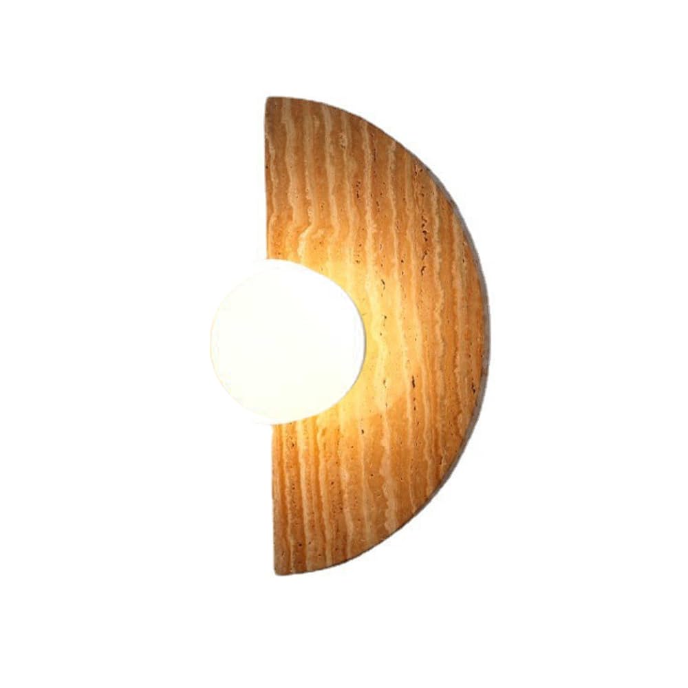 HUAYUSEDF G9 Screw Single-Head Wall Sconce, Personalized Yellow Travertine Glass Light, Modern Industrial Style Lamp, Hallway TV Cabinet Bedside Wall-Mounted Fixtures
