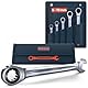 PRESCH Ratschenschlüssel Set 5tlg. (8, 10, 13, 17, 19mm) inkl. Tasche - Minimaler Rückholwinkel (4°, 90 Zähne) - Präzisionsgefräste, robuste Ratschenschlüssel