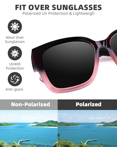Image of Night Vision Driving Glasses Fit Over Eyeglasses for Women, Anti Glare Polarized Nighttime Glasses Yellow Lens