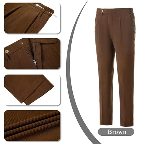 Men's Dress Pants Slim Fit Corduroy Suit Pant for Men Classic Fit Flat Front Suit Trousers Casual Suit Slacks2
