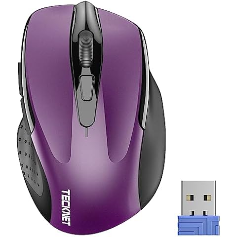 TECKNET Wireless Mouse, 2.4G Ergonomic Optical Mouse, Computer Mouse for Laptop, PC, Computer, Chromebook, Notebook, 6 Buttons, 24 Months Battery Life, 2600 DPI, 5 Adjustment Levels Cover