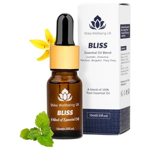 Shika Wellbeing Bliss Essential Oil 10ml, Therapeutic Grade, Vegan, Paraben Free, Sulfate Free, 100% Pure Essential Oil Blend for Your Wellbeing, Ideal for Lava Bracelet & diffusers
