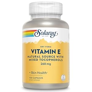 SOLARAY Vitamin E 400 IU (268mg), Dry Form – Natural Source, Mixed Tocopherols Vitamin E – Antioxidant Supplement, PMS and Menopause Support – 60-Day Guarantee, Lab Verified – 100 Serv, 100 Capsules