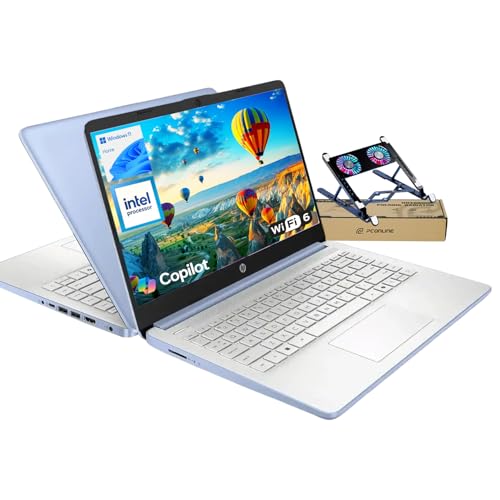 Image of HP 14 inch Student Laptop, Intel N150 (Up to 3.6GHz) Processor, 14-inch Micro-Edge Display, Blue, Wi-Fi 6, Webcam, SD Card Reader, Windows 11 Home, Bundle with PCO Cooler (Blue, 4GB RAM | 128GB eMMC)