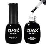 L'UGX Gel No Wipe Top Coat and Base Coat Set, Soak Off Gel Base Top Coat UV LED Glossy Shine Finish, Quick Dry and Long Lasting, 15ml 2 Pcs