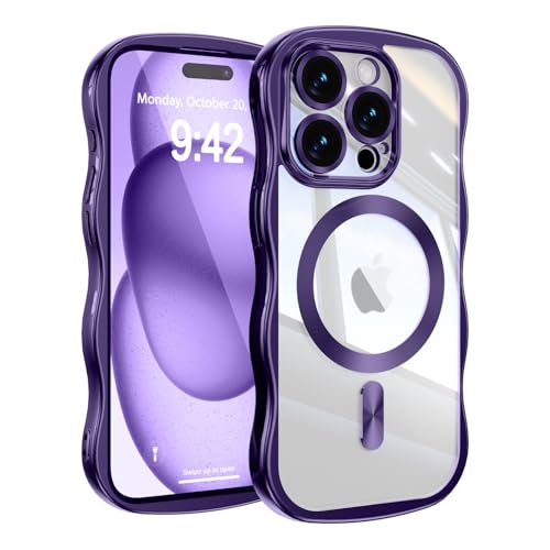 UEEBAI �Ή� iPhone 13 Pro Max �p�� �P�[�X ������ TPU �d�C���b�L ���H �E�F�[�u�f�U�C�� �X�}�z�P�[�X MagSafe�Ή� �N���A ���� �l�C ������� �P�[�X ���^ �y�� �ϏՌ� �d�t �g�^ �o���p�[ �X�}�z�P�[�X - 