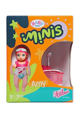 BABY born Minis Playset Bathtub with Amy 906101, 6.5cm Doll with Exclusive Accessories and Moveable Body for Realistic Play - Image 4