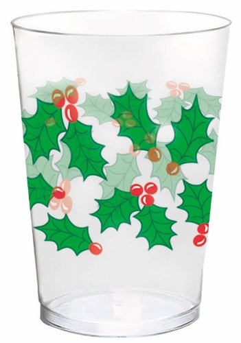 Holly Christmas Plastic Tumblers, 10 Oz., 40 Ct.