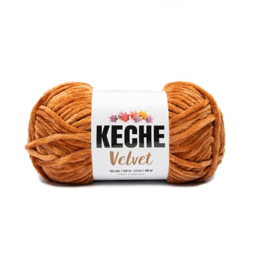Image of Keche Yarn for Crocheting, Velvet Yarn, Soft Chenille Bulky Baby Blanket Amigurumi Yarn 100 gr (132 yds) - Cappucino