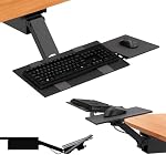 KT2 Ergonomic Sit Stand Under-Desk Computer Keyboard Tray for Standing Desks accessories holder large adjustable height range angle negative tilt slide swivels 360 black