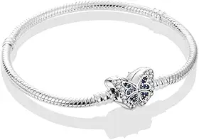 Pulseira Borboleta Cravejado de com Zirconia. LInda! Compatíveis com berloques de prata de todas as marcas (18cm)