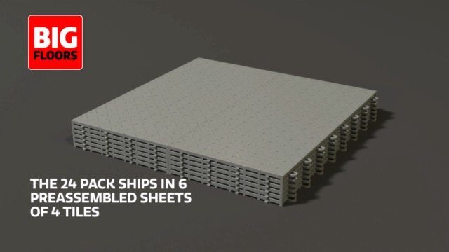 Big Floors RaceDeck Free-Flow Interlocking Garage Flooring Tiles, Non-Slip, Self-Draining, Heavy-Duty, High-Impact Copolymer, Easy Install (Black, 24 Pack of 12 x 12" Tiles)