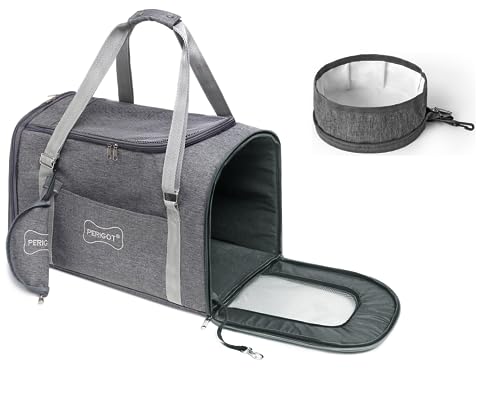 Kit Bolsa Pet de Transporte e Bebedouro Portatil Luxo Passeios Viagens Avião Carro para Cães Gatos P